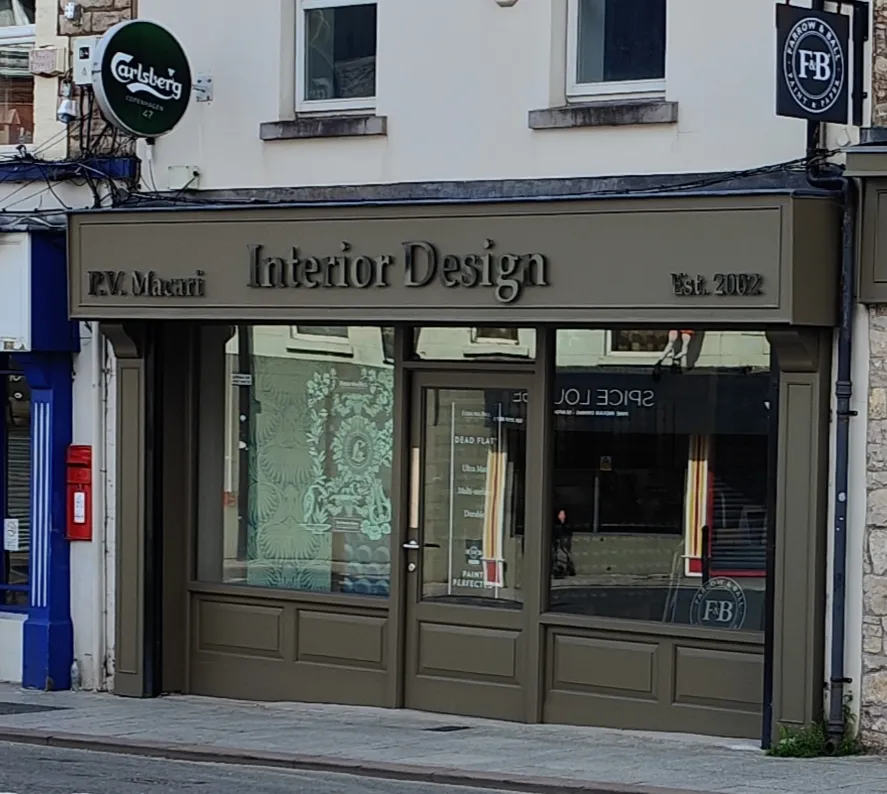 image of pv macari interiors shopfront